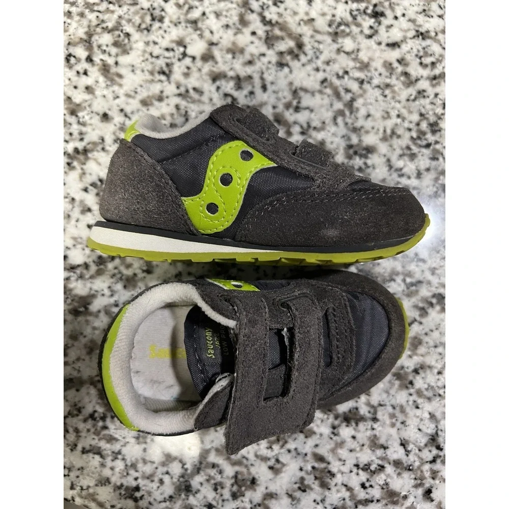 Saucony Kids Baby Jazz Hook‎ & Loop Sneakers Grey Citron Size 4.5M